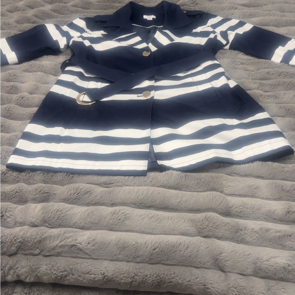 Navy and White Striped Coat